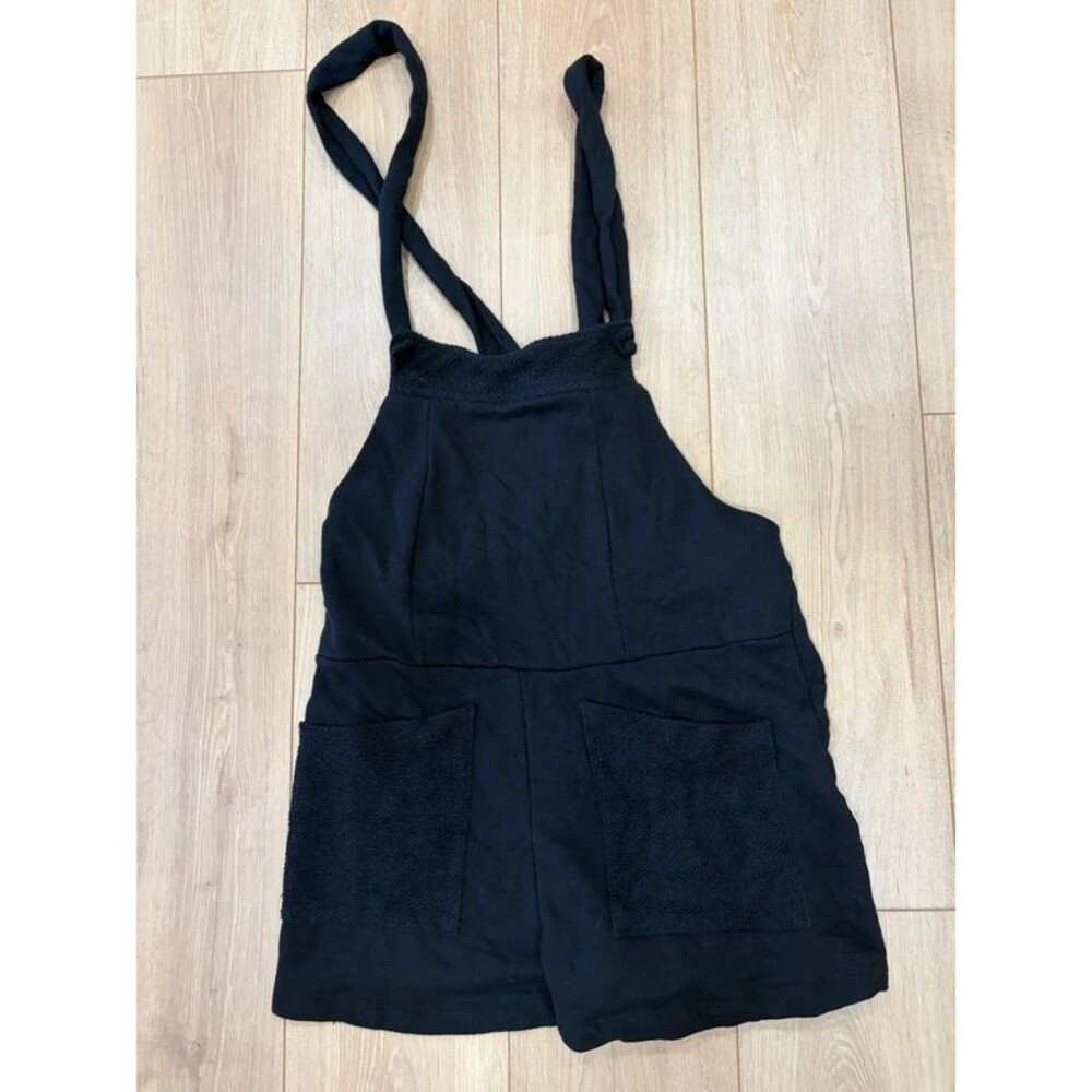 Bucket List Black Overall Pinafore Jumper Dress Adjustable Straps L NWT